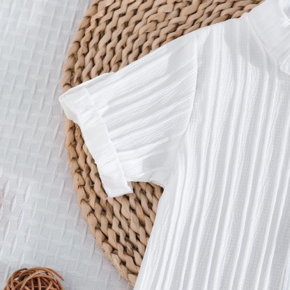 2pcs Toddler Boys Solid Color Striped Short Sleeve Shirt & Shorts