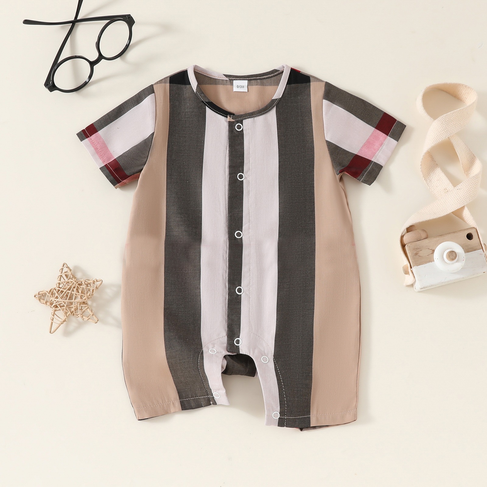 Baby Boy Snap-Button Short-Sleeve Jumpsuits