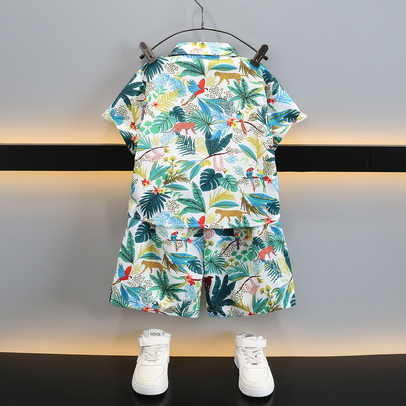 2pcs Toddler Boys Hawaiian Shirt & Shorts
