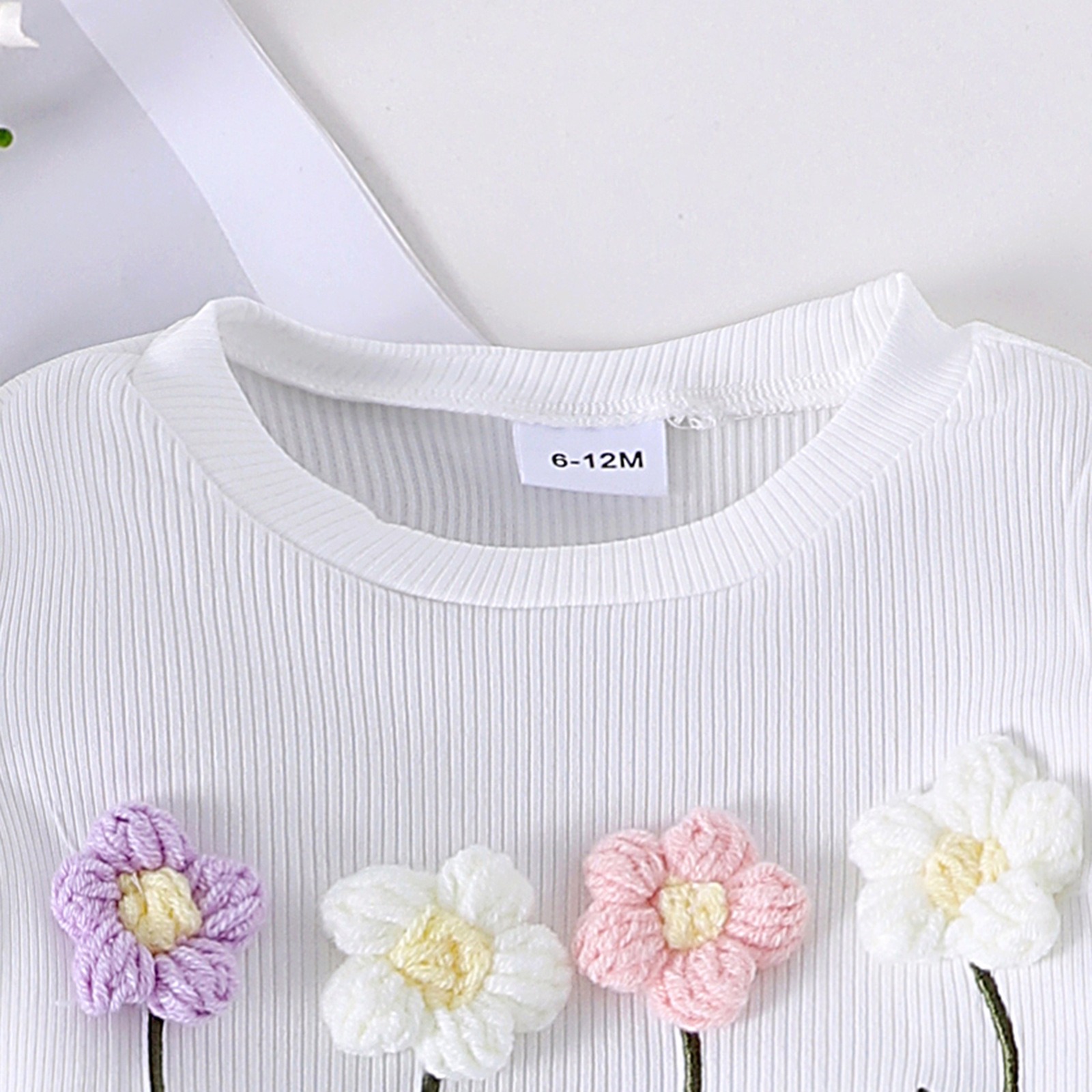 2pcs Toddler Girls Puff-Sleeve Floral Blouse Set