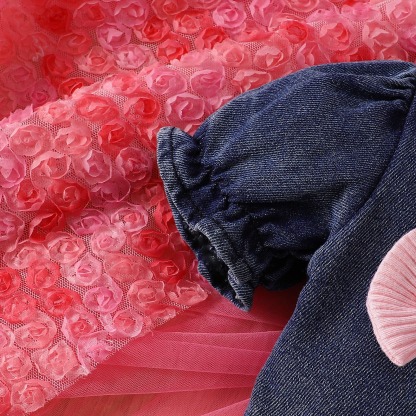 2pcs Baby Girls Tulle Dress Set with Bow Details