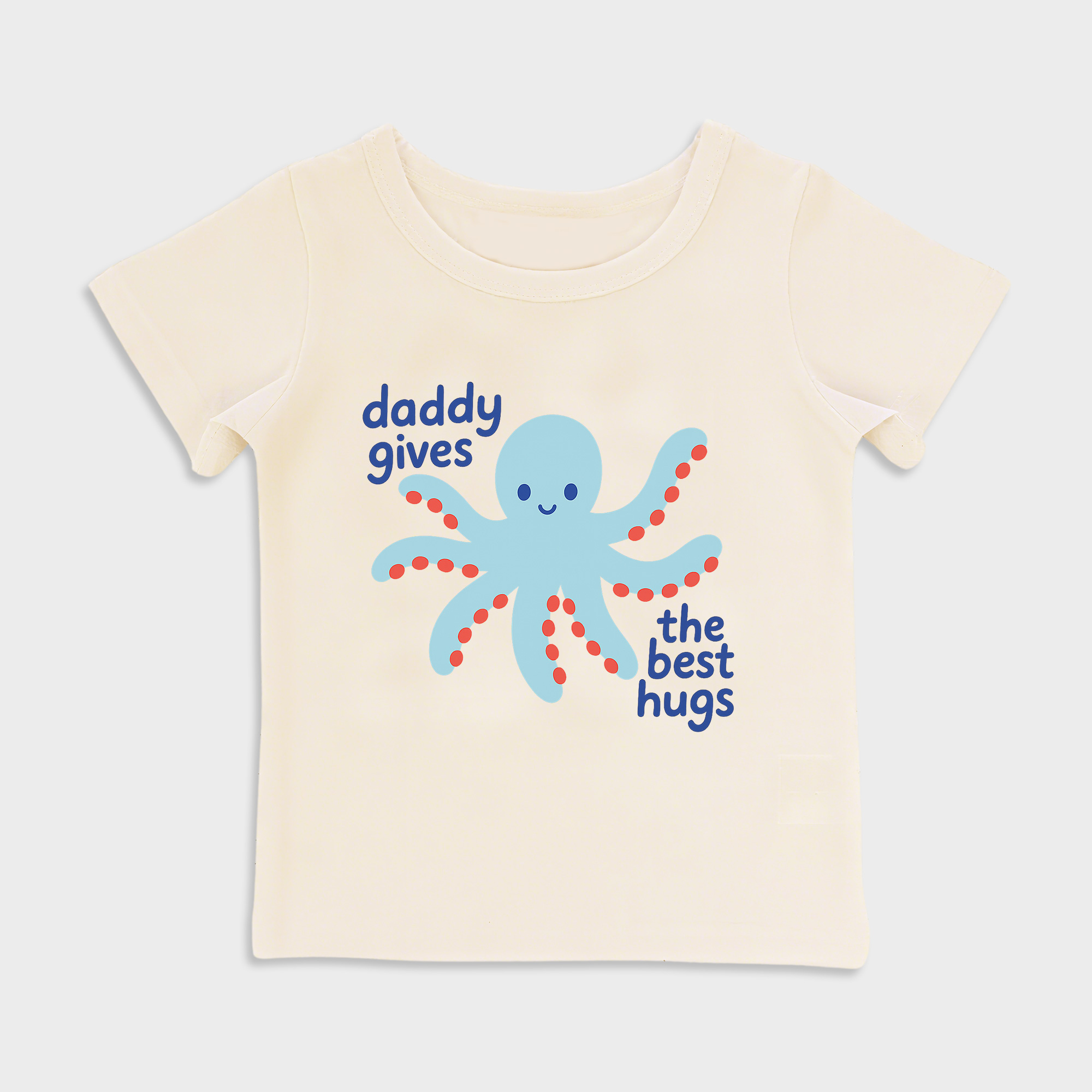 baby shirts octopus daddy kids' t shirt, toddler top beige