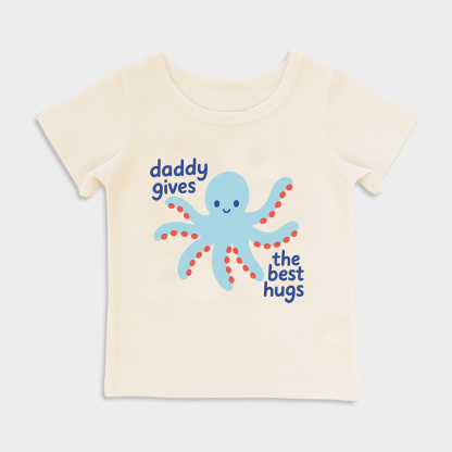 baby shirts octopus daddy kids' t shirt, toddler top beige