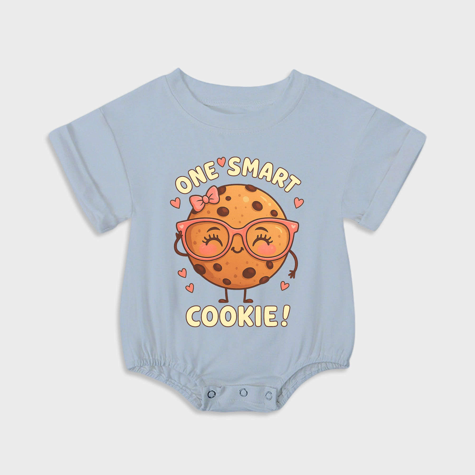 baby onesies - one smart cookie short-sleeved triangle onesies light steel blue