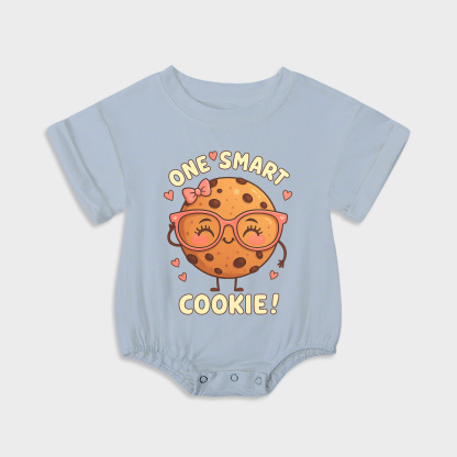 baby onesies - one smart cookie short-sleeved triangle onesies light steel blue