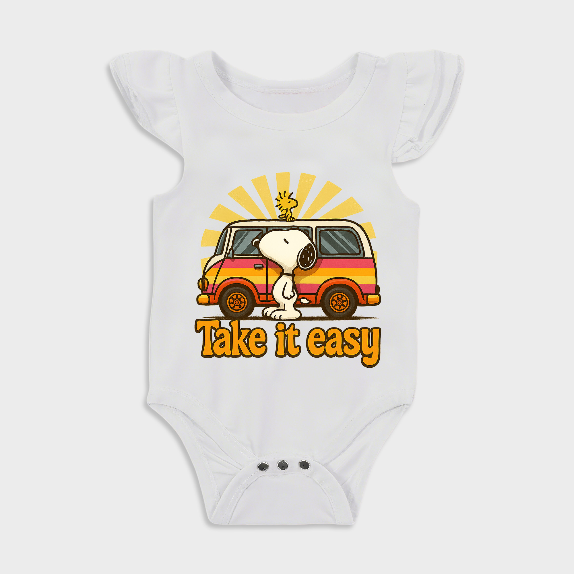 Baby romper with Peanut Snoopy design in White