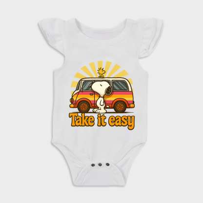 Baby romper with Peanut Snoopy design in White