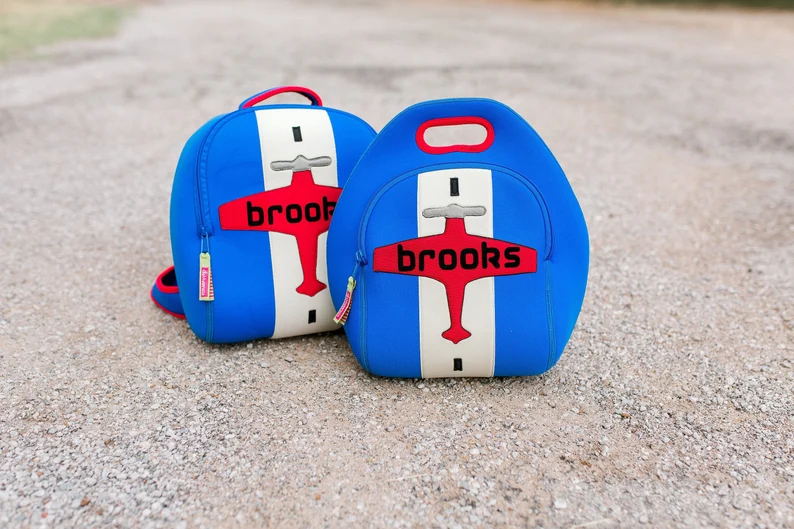 Personalized Airplane Backpack and Lunch Box