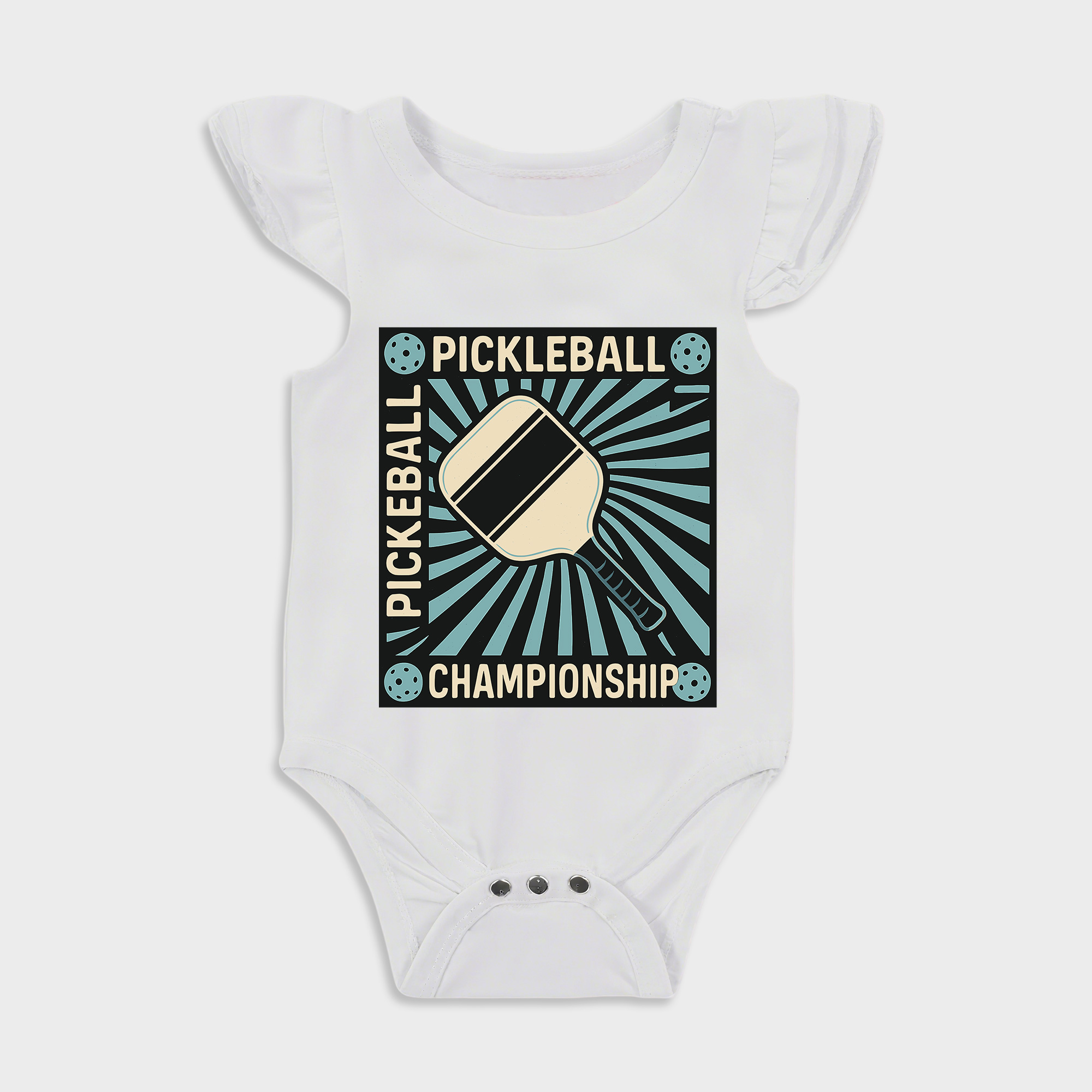 Baby romper - Pickleball Championship Ruffled Triangle Romper White