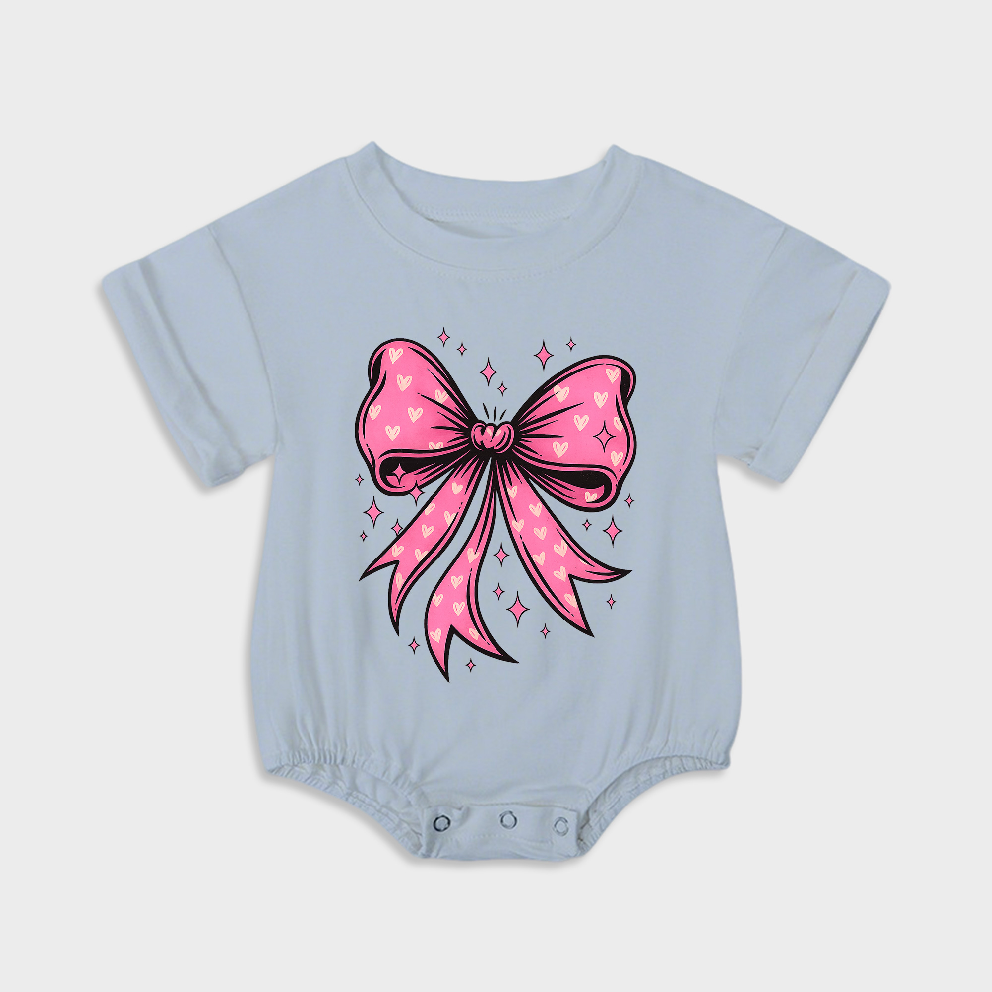 baby onesies - pink bow short-sleeved triangle onesies light steel blue