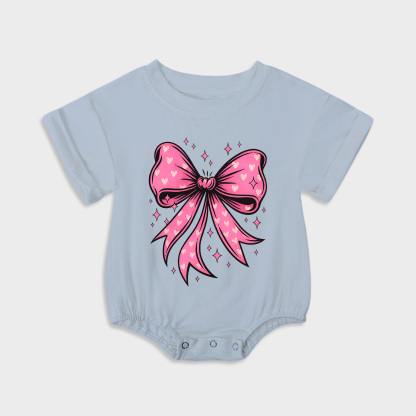 baby onesies - pink bow short-sleeved triangle onesies light steel blue