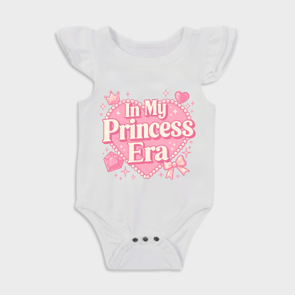 Princess Era Ruffled Triangle Onesies in White Baby onesies