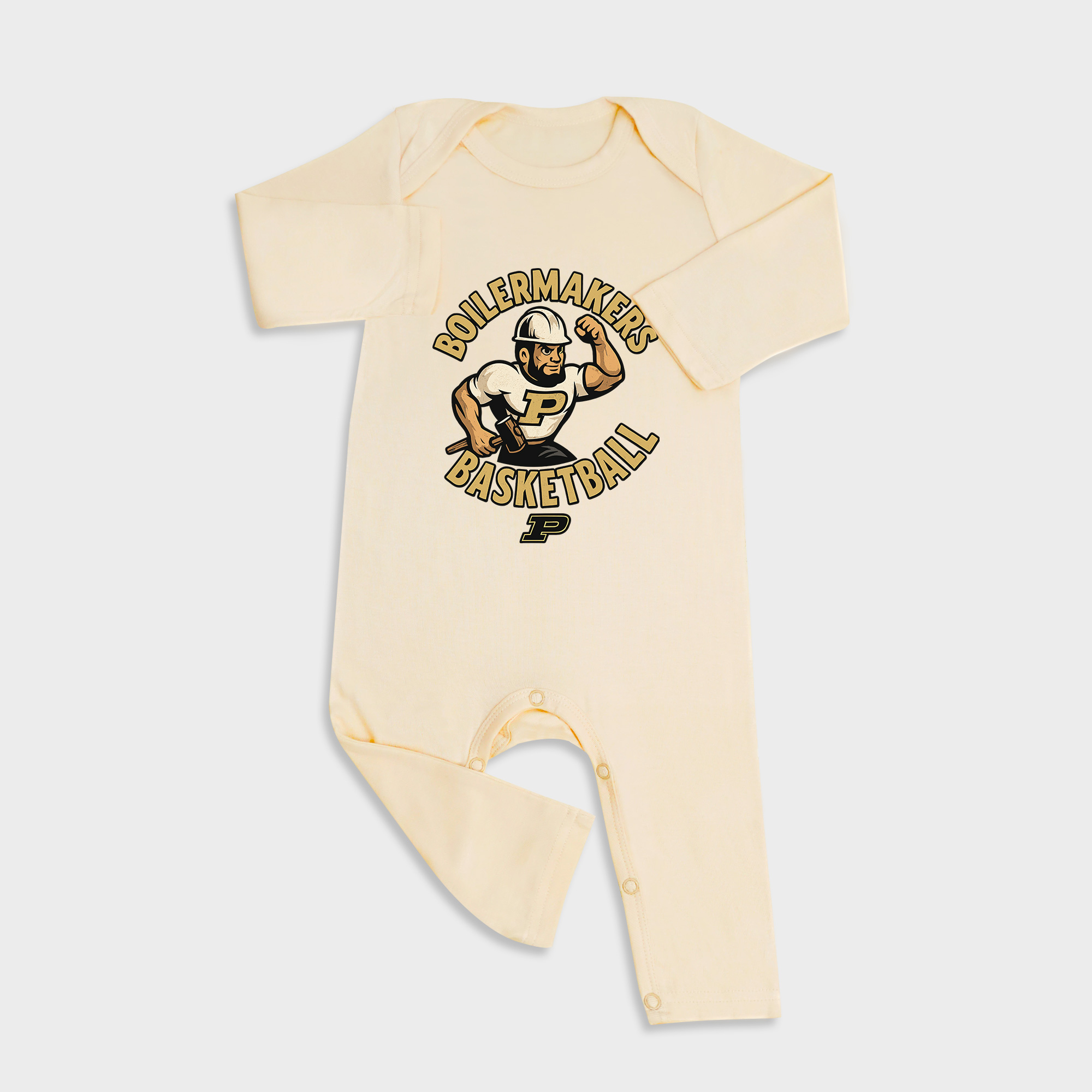 Purdue Boilermakers Basketball Long Sleeve &Long Leg Jumpsuit Light Yellow