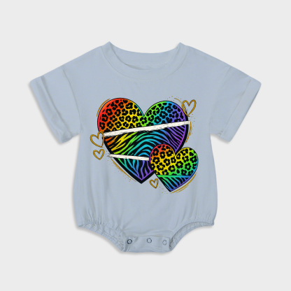 baby onesies - rainbow animal heart short-sleeved triangle onesies light steel blue