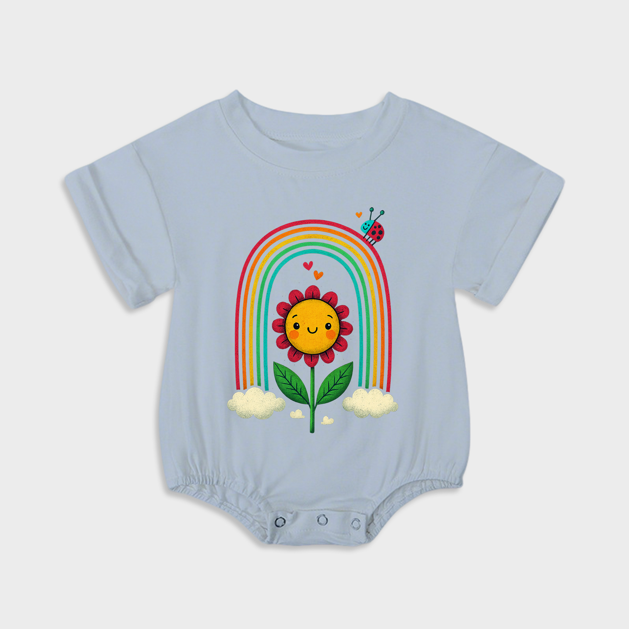 baby onesies - rainbow flower short-sleeved triangle onesies light steel blue