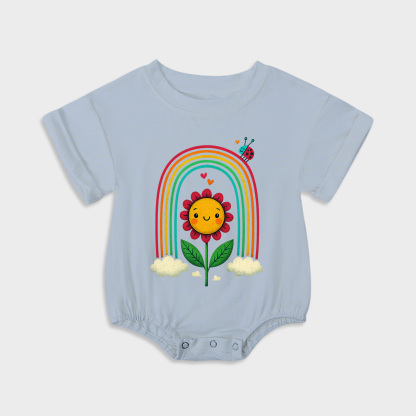 baby onesies - rainbow flower short-sleeved triangle onesies light steel blue