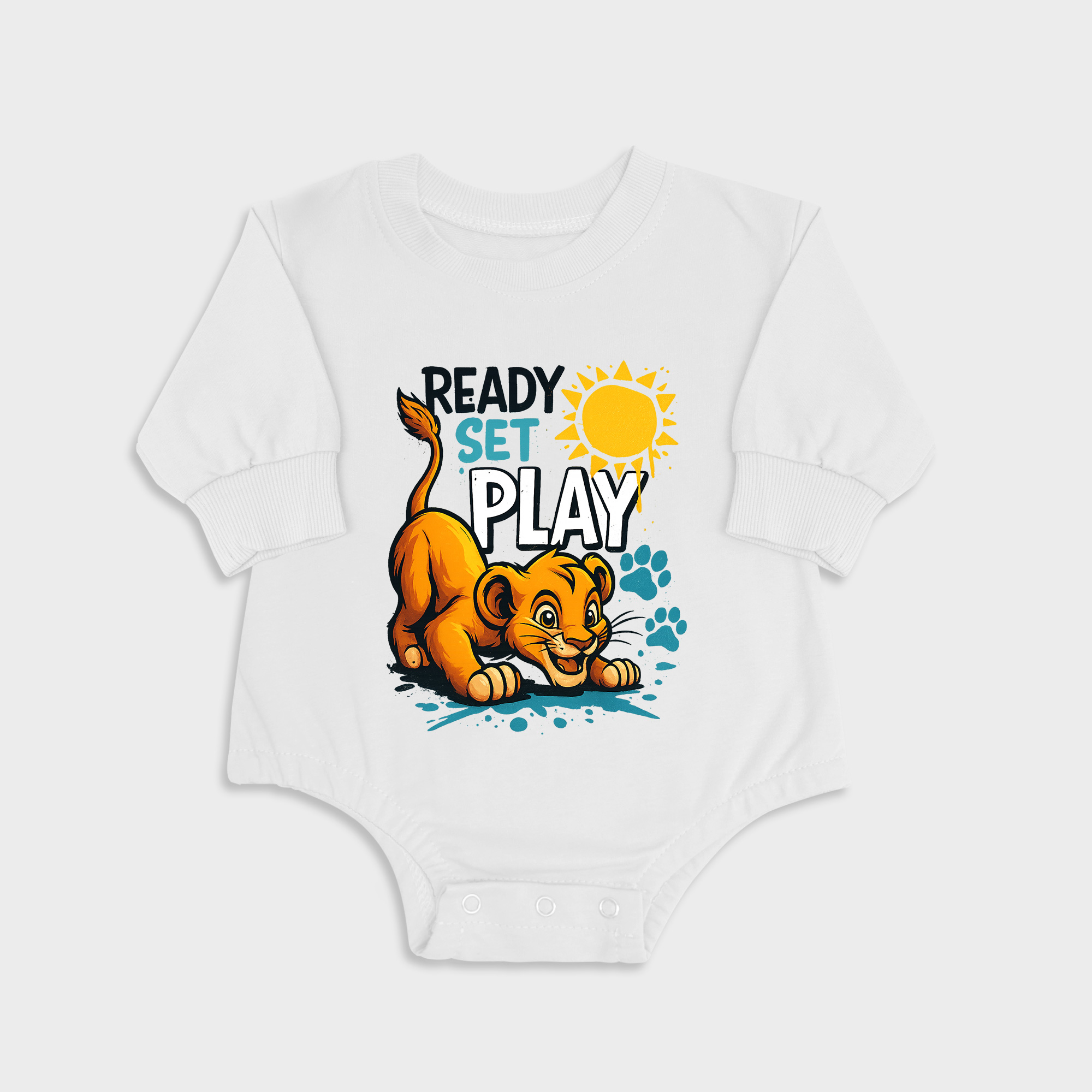 Ready Set Play White long-sleeved triangle baby onesies