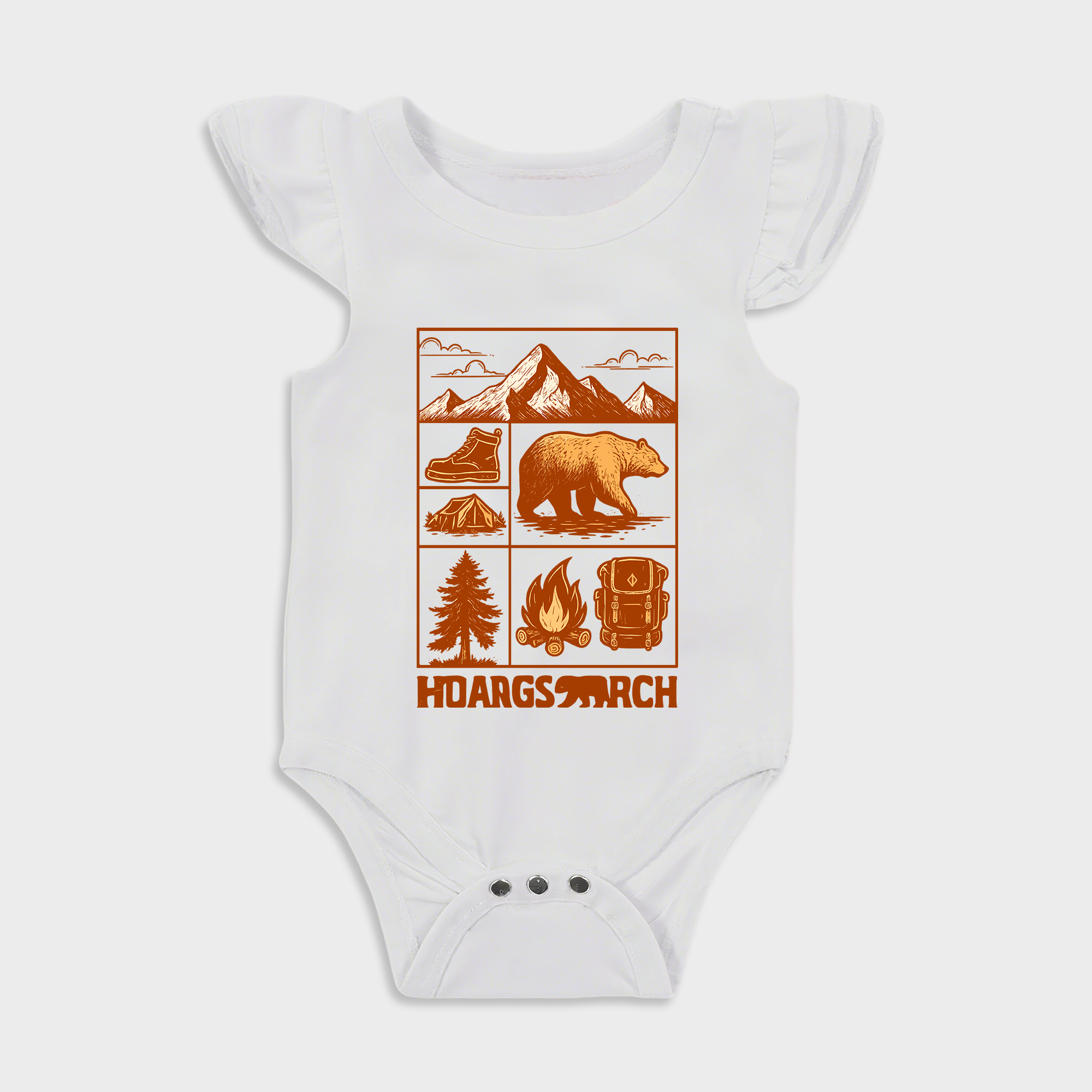 Baby romper - Scenic Mountain Ruffled Triangle Romper White