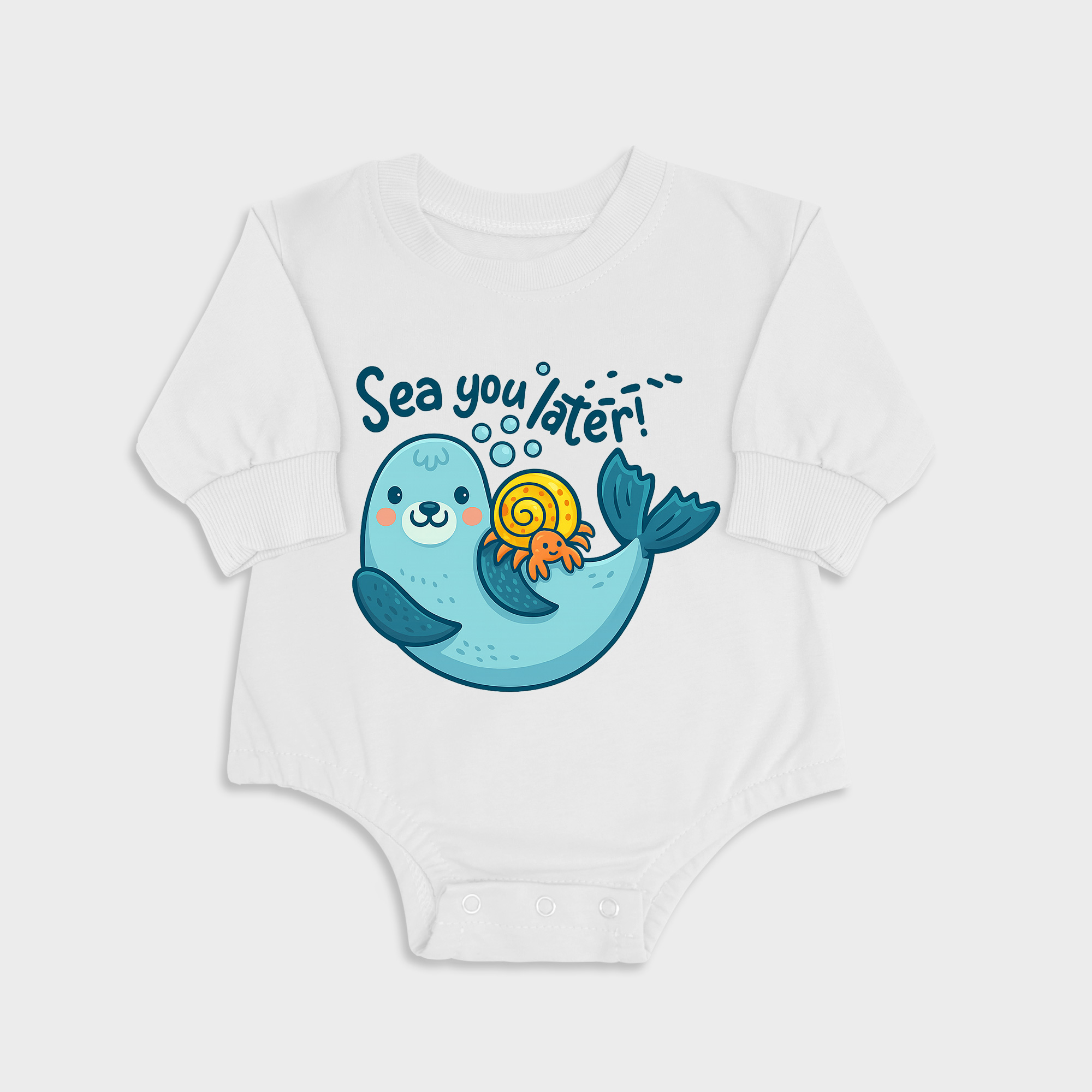 Sea You Later White long-sleeved triangle baby onesies