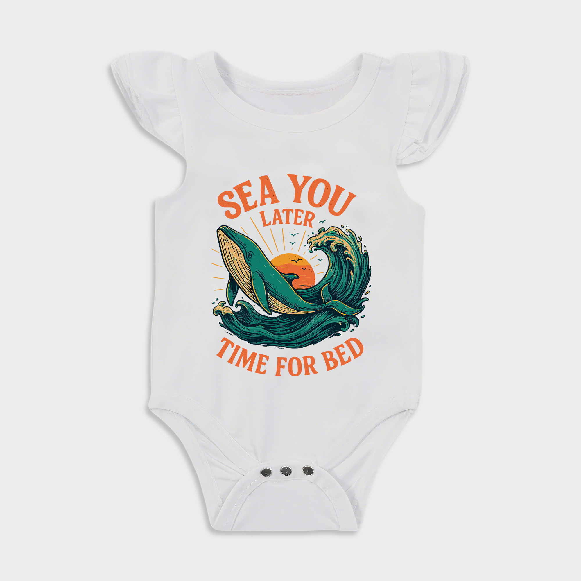Baby romper - Sea You Later Ruffled Triangle Romper White