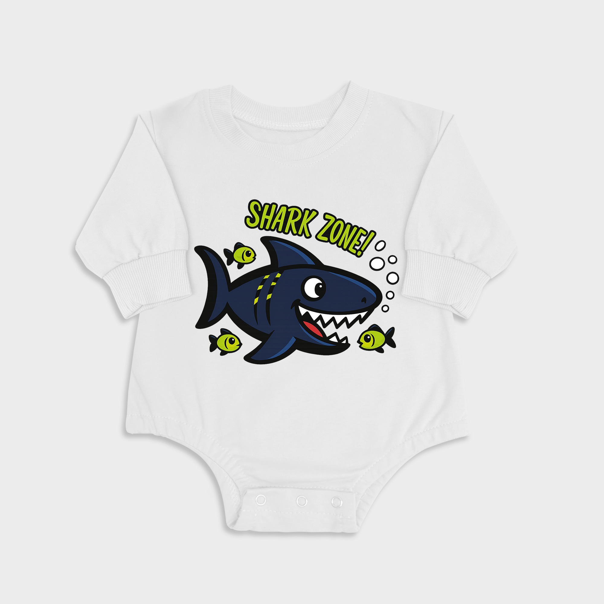 Shark Zone White long-sleeved triangle baby onesies
