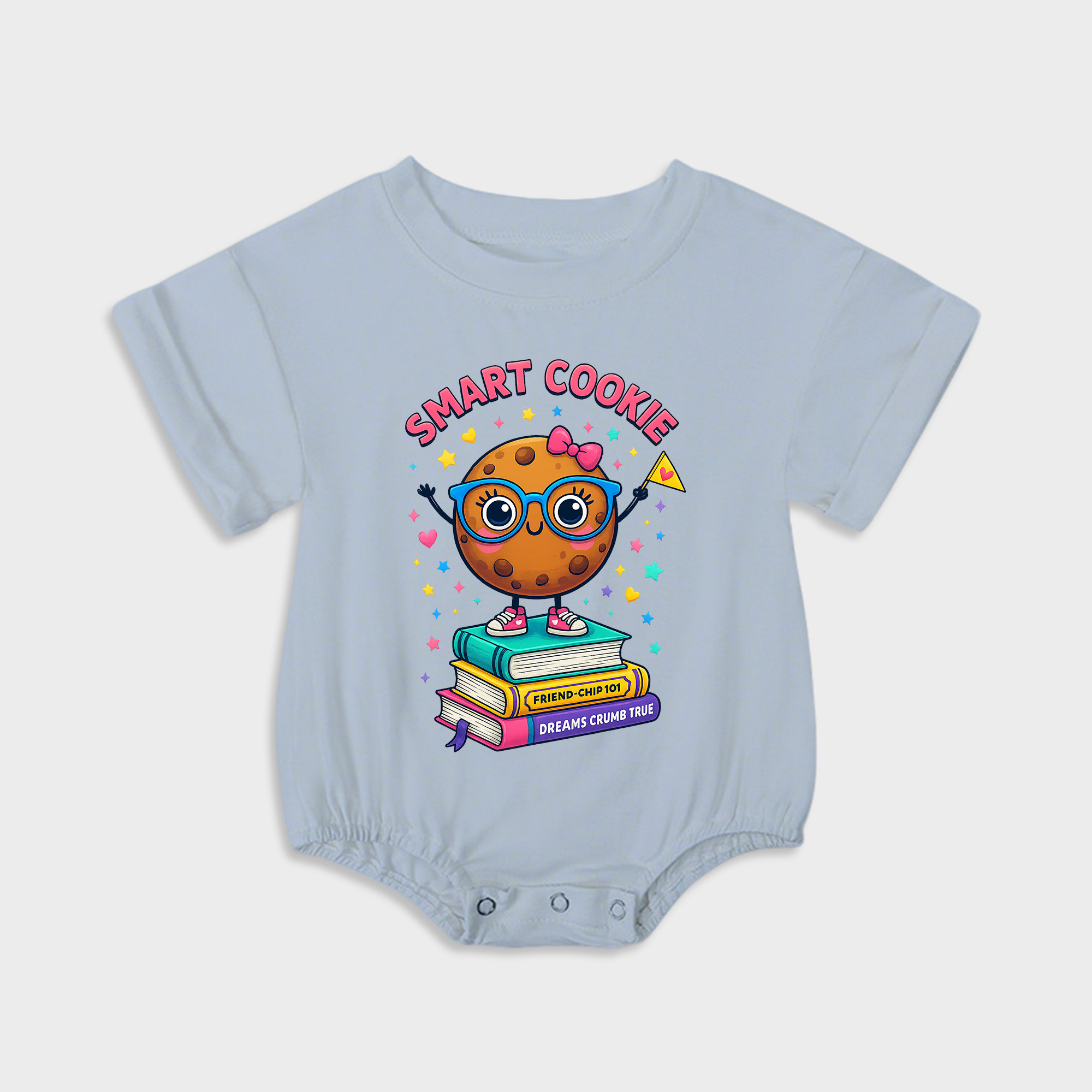 baby onesies - smart cookie short-sleeved triangle onesies light steel blue