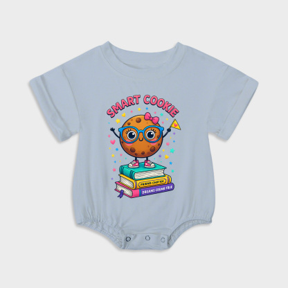 baby onesies - smart cookie short-sleeved triangle onesies light steel blue