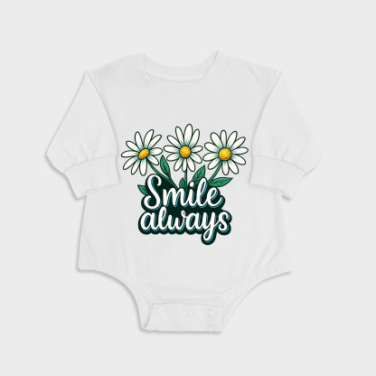 Smile Always White long-sleeved triangle baby onesies