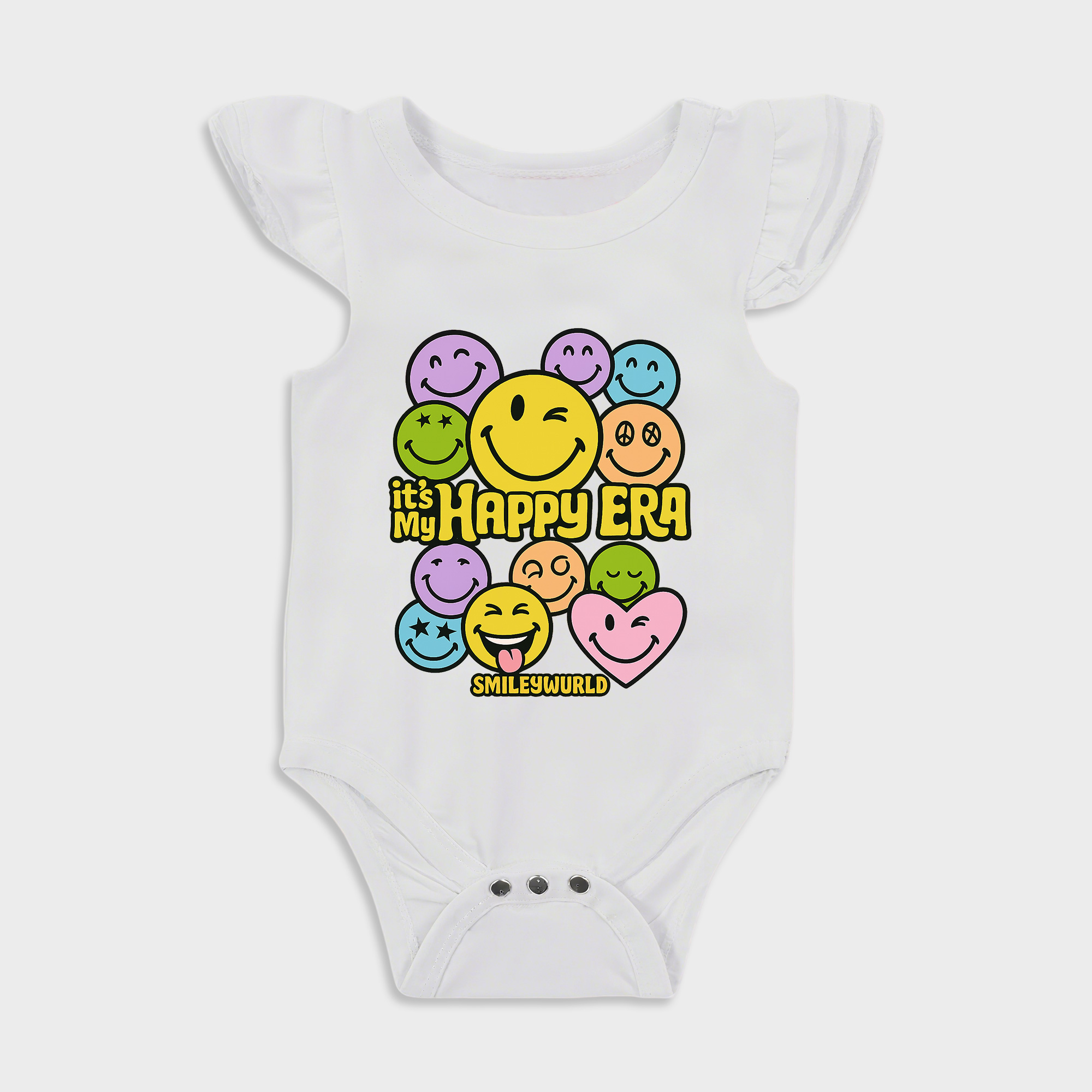 Baby romper with Smileworld design in White