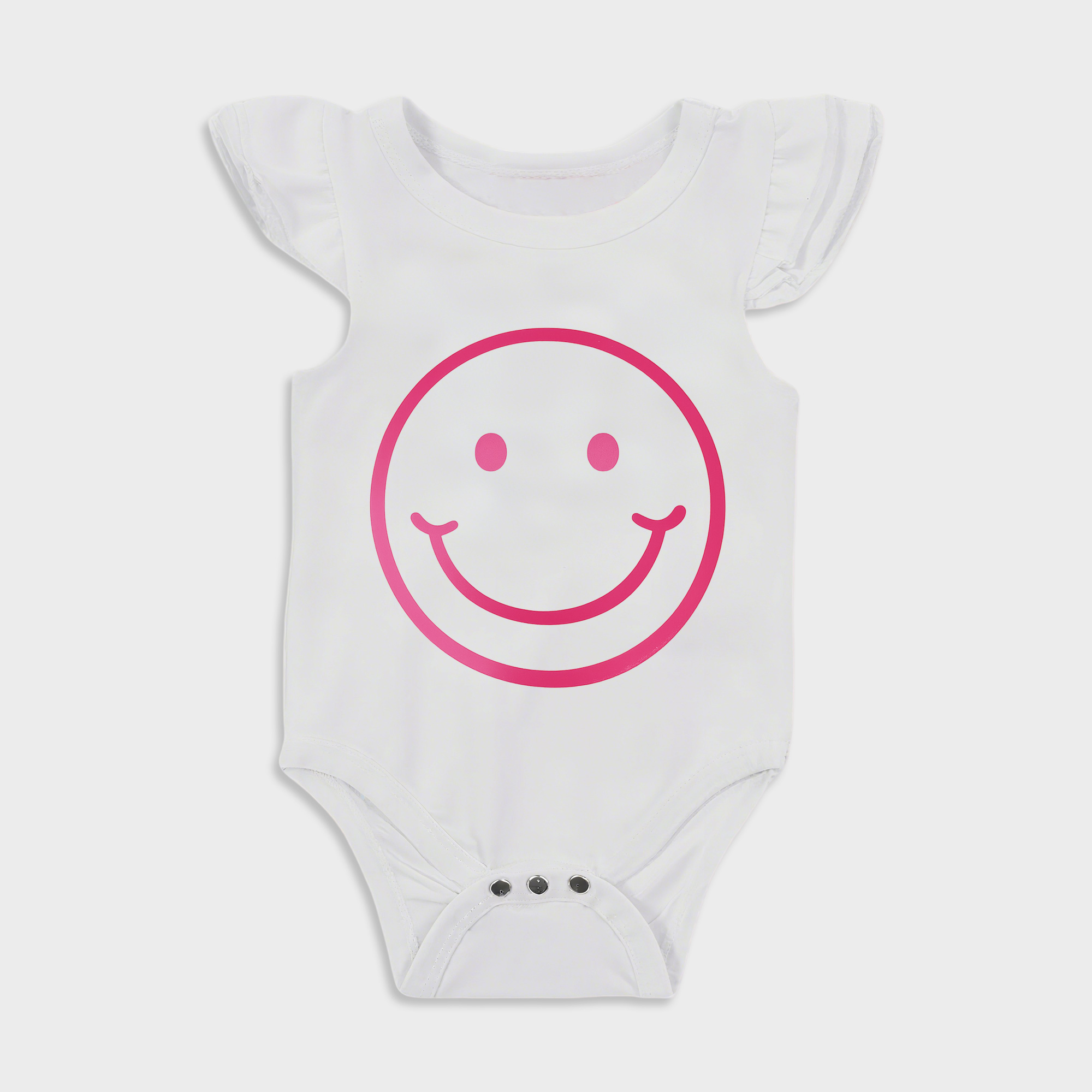 Baby romper with Smiley Face design in White