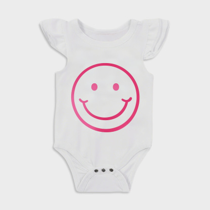 Baby romper with Smiley Face design in White