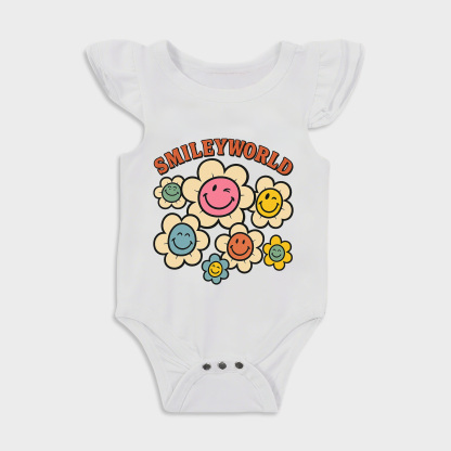 Baby romper with Smiley World design in White