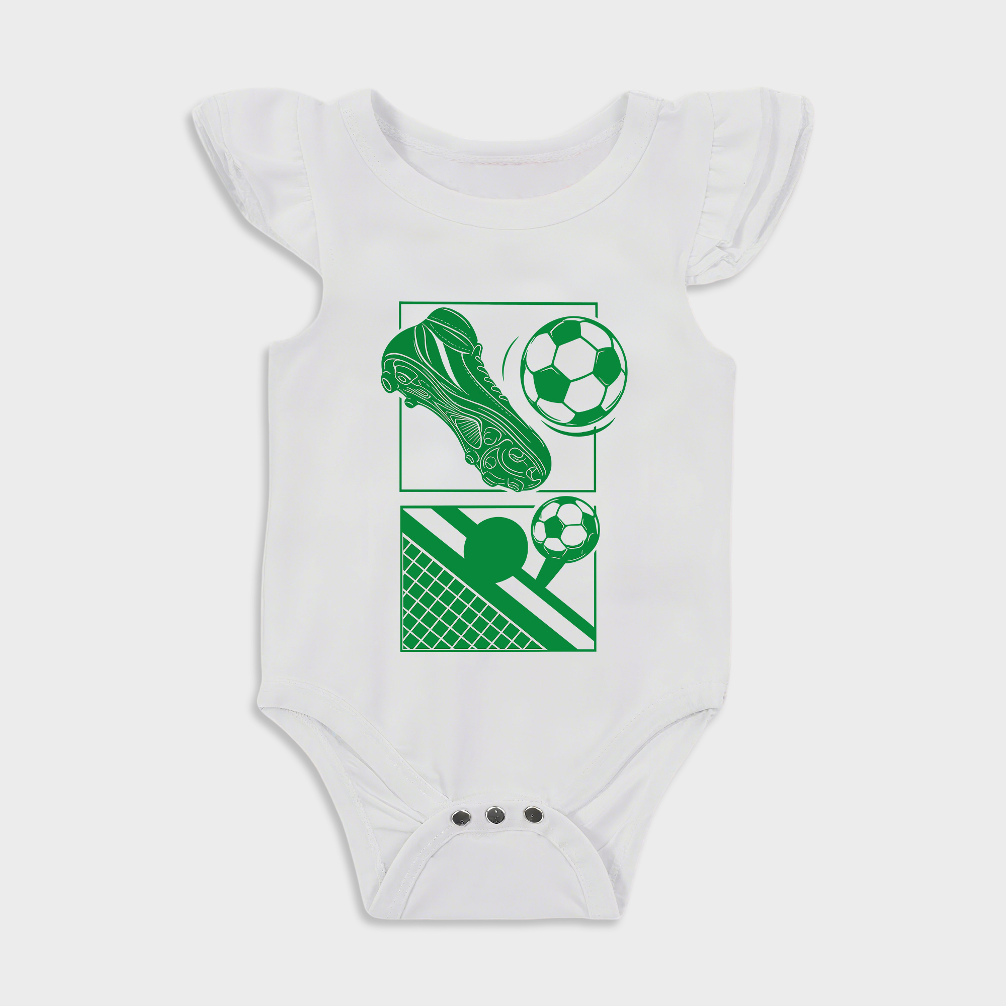 Baby romper - Soccer Ruffled Triangle Romper White