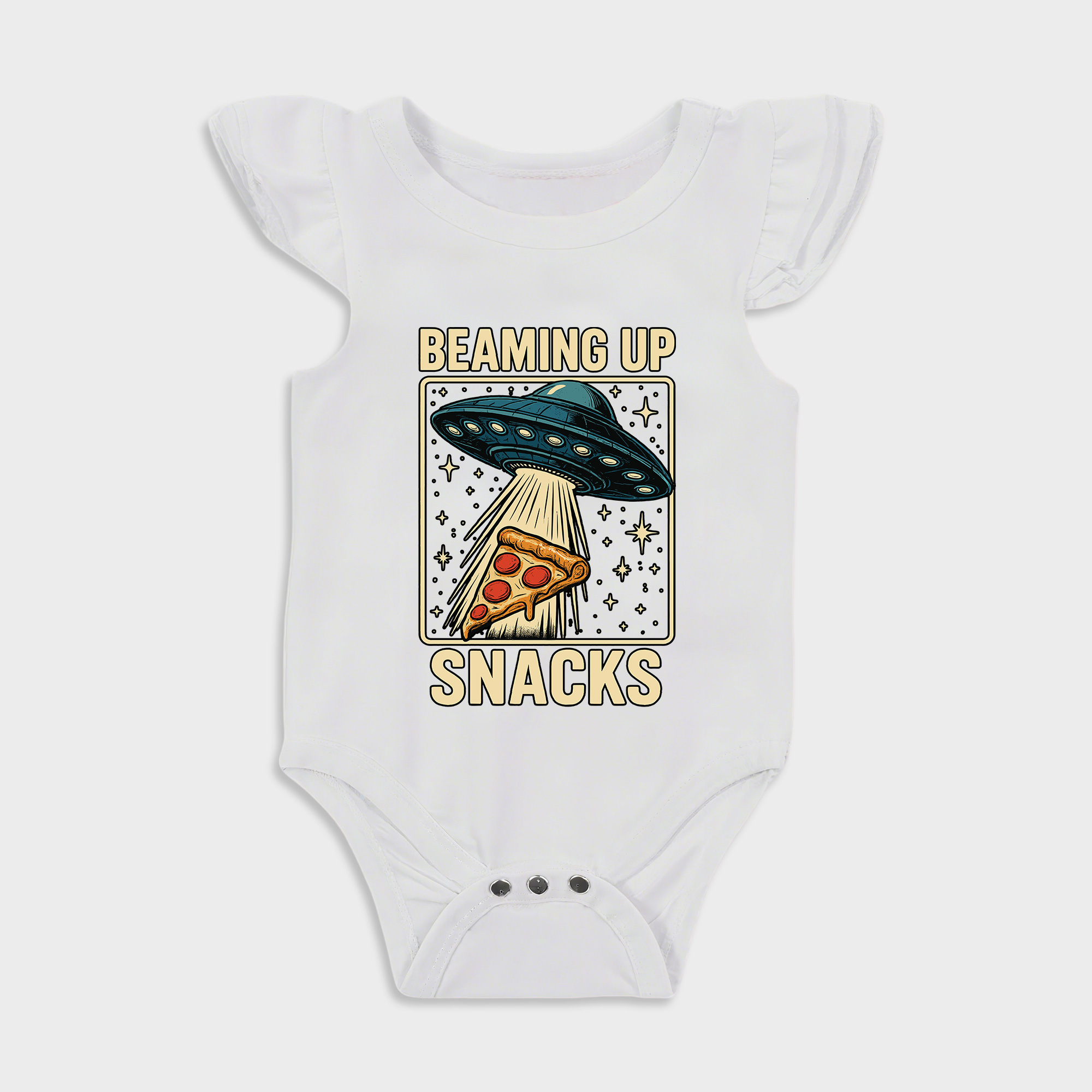 Baby romper with Space design in White