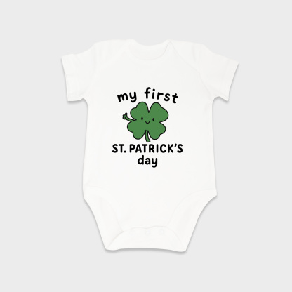 St Patrick's Day baby onesies in White