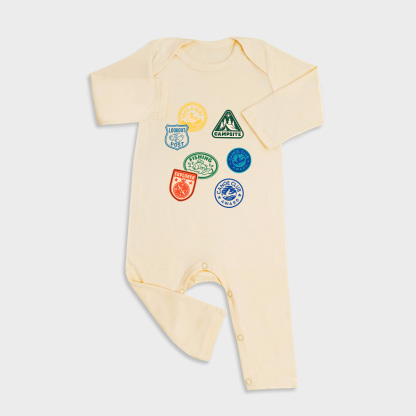 Stamp Long Sleeve &Long Leg Jumpsuit Light Yellow