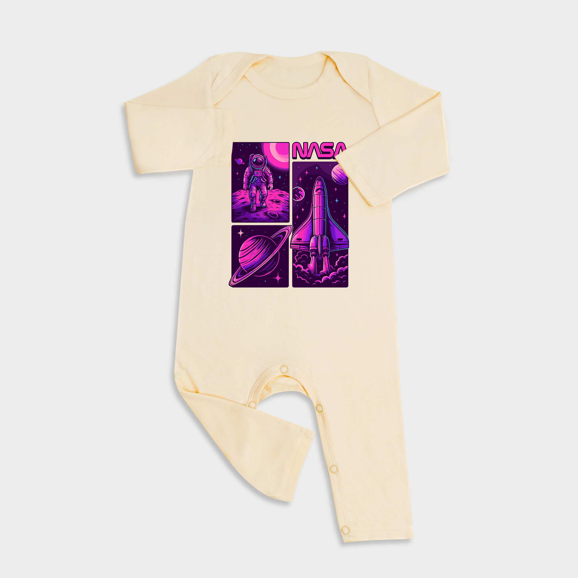 Standout Pink Long Sleeve &Long Leg Jumpsuit Light Yellow