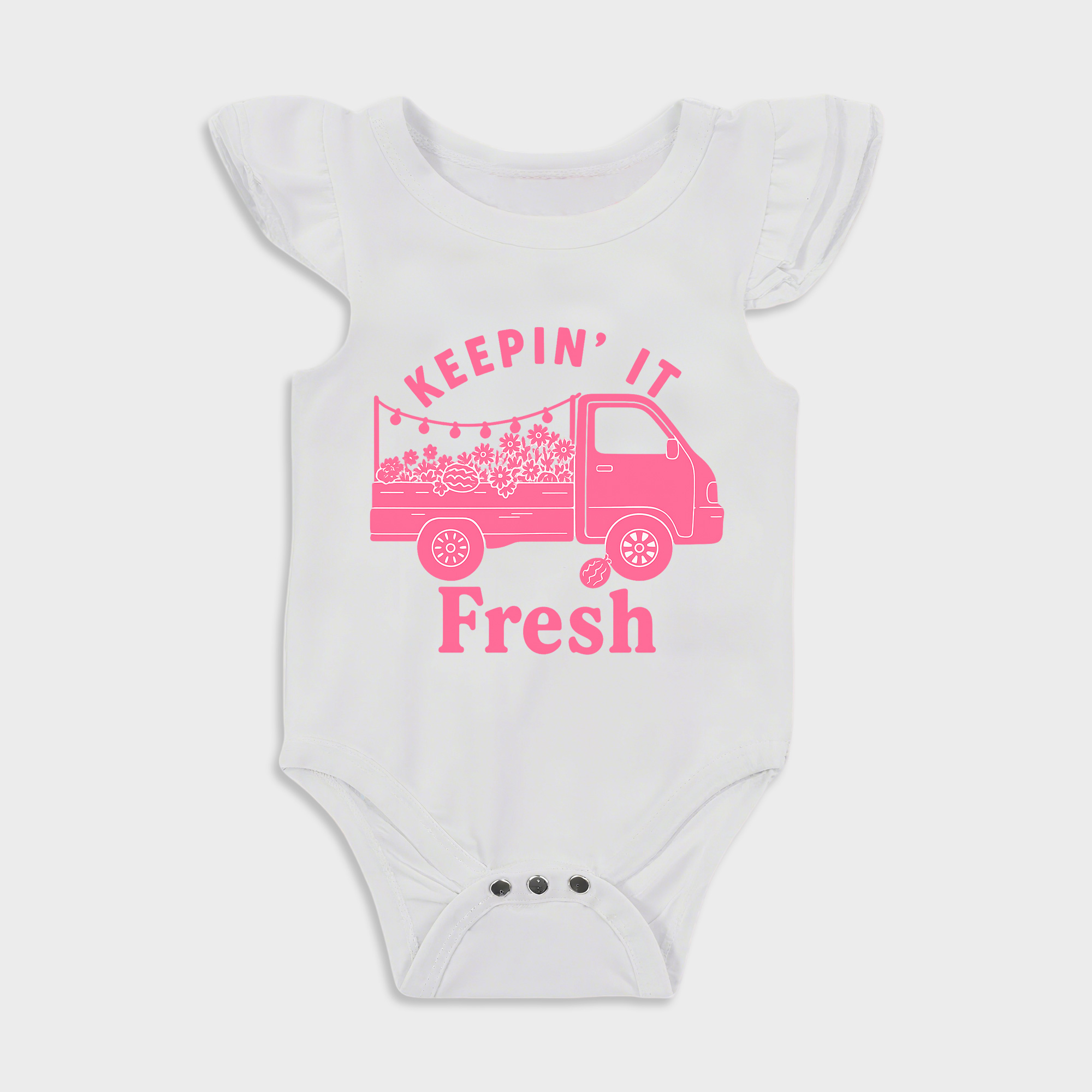 Baby romper with Stay Fresh design in White