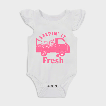 Baby romper with Stay Fresh design in White