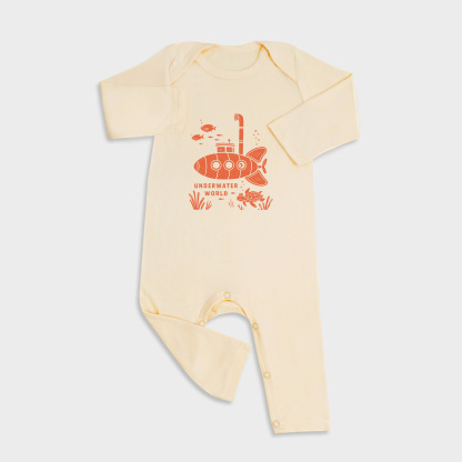 Baby romper featuring Submarine design in Light Yellow