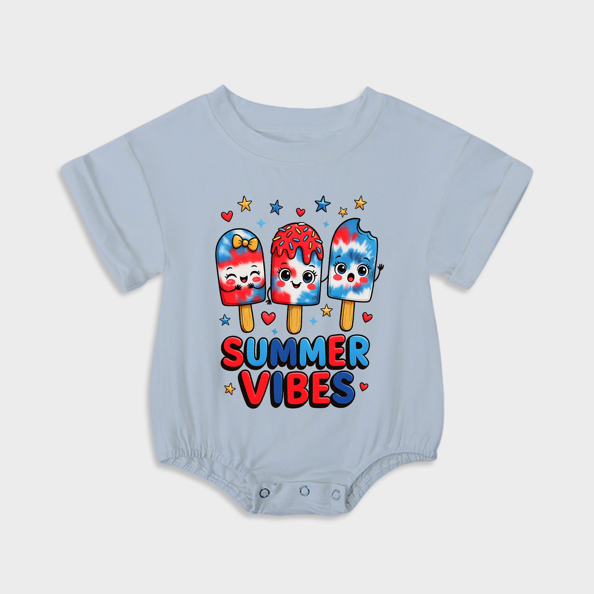 baby onesies - summer vibes short-sleeved triangle onesies light steel blue
