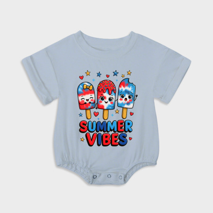 baby onesies - summer vibes short-sleeved triangle onesies light steel blue