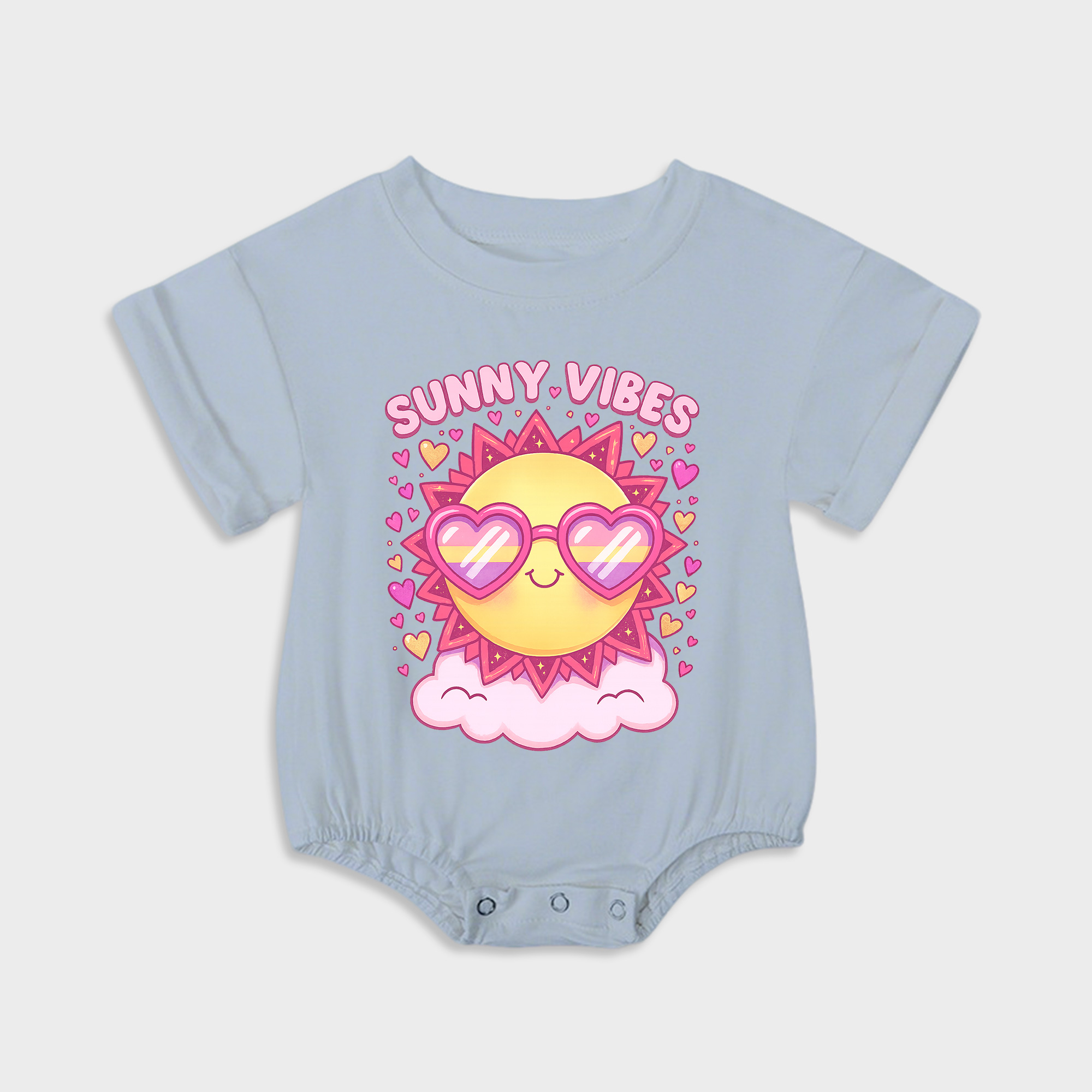 baby onesies - sunny vibes short-sleeved triangle onesies light steel blue