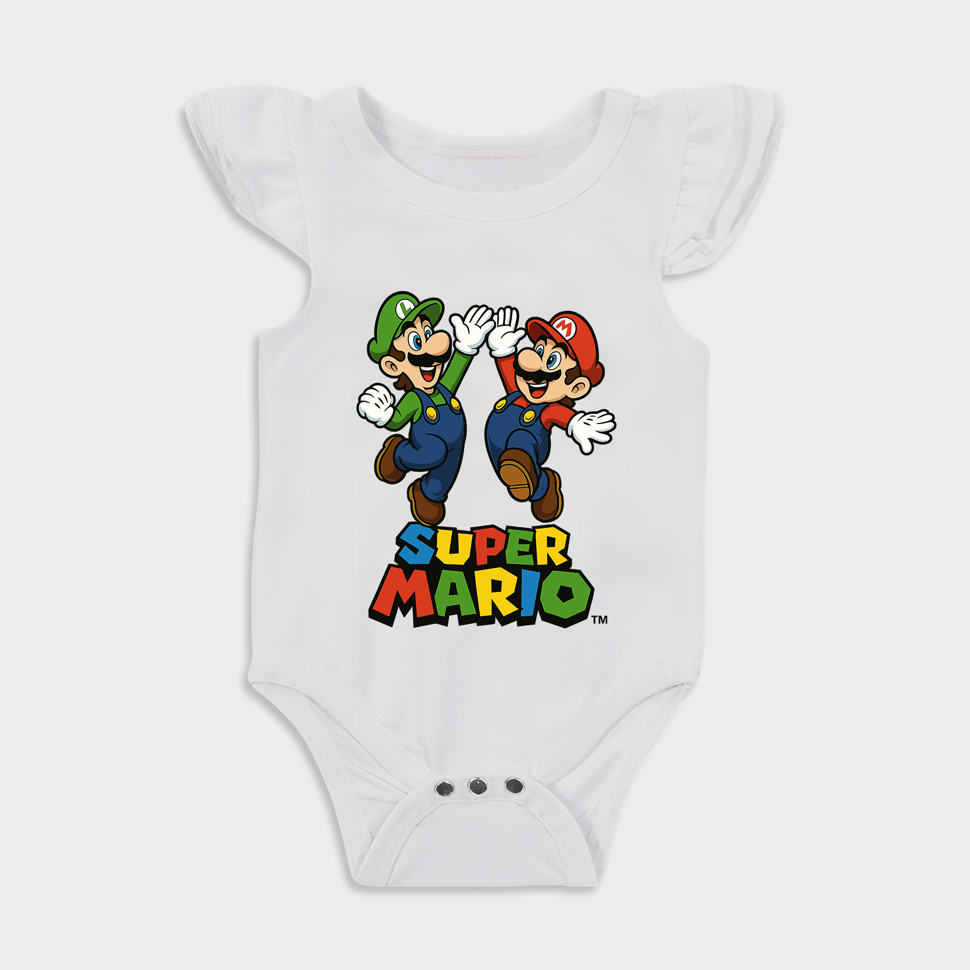 Baby romper - Super Mario Bro Ruffled Triangle Romper White