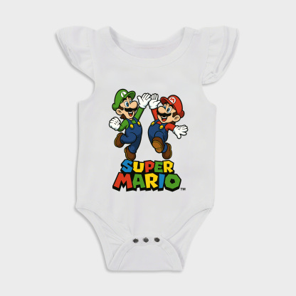 Baby romper - Super Mario Bro Ruffled Triangle Romper White
