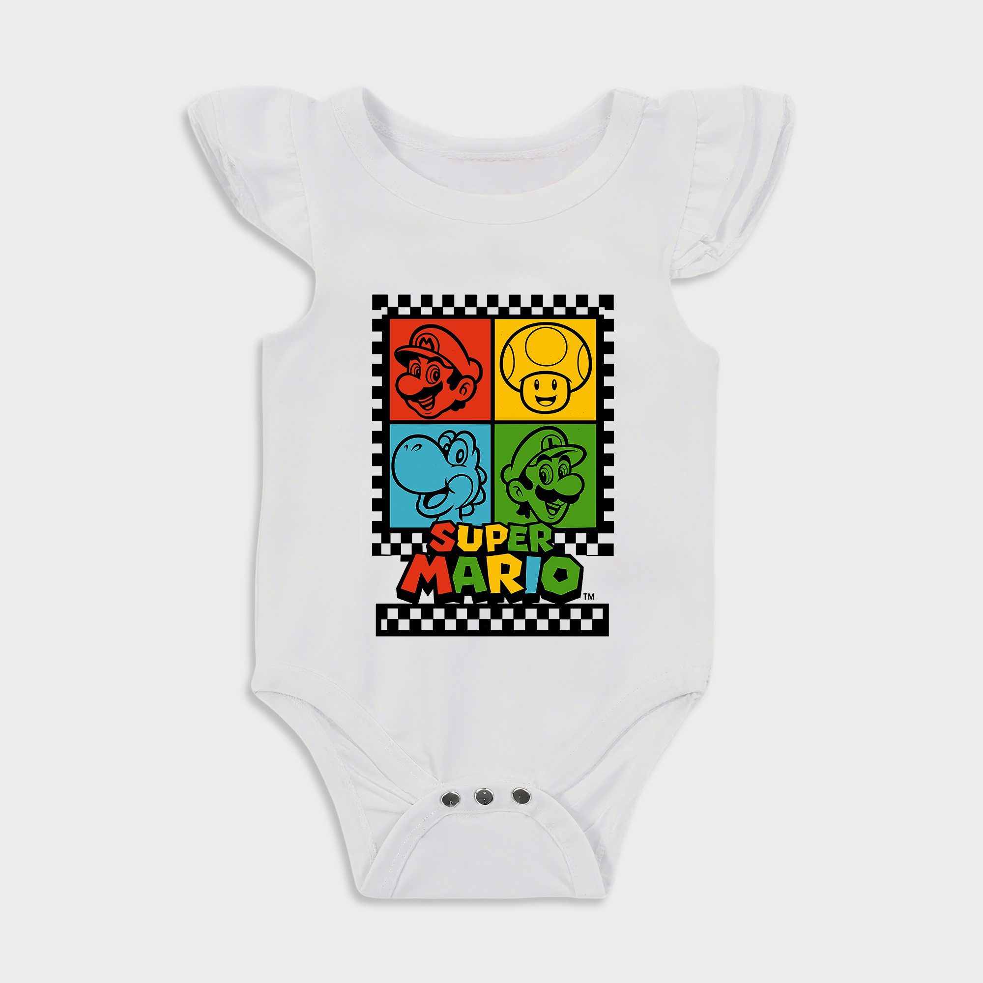 Baby romper - Super Mario Ruffled Triangle Romper White