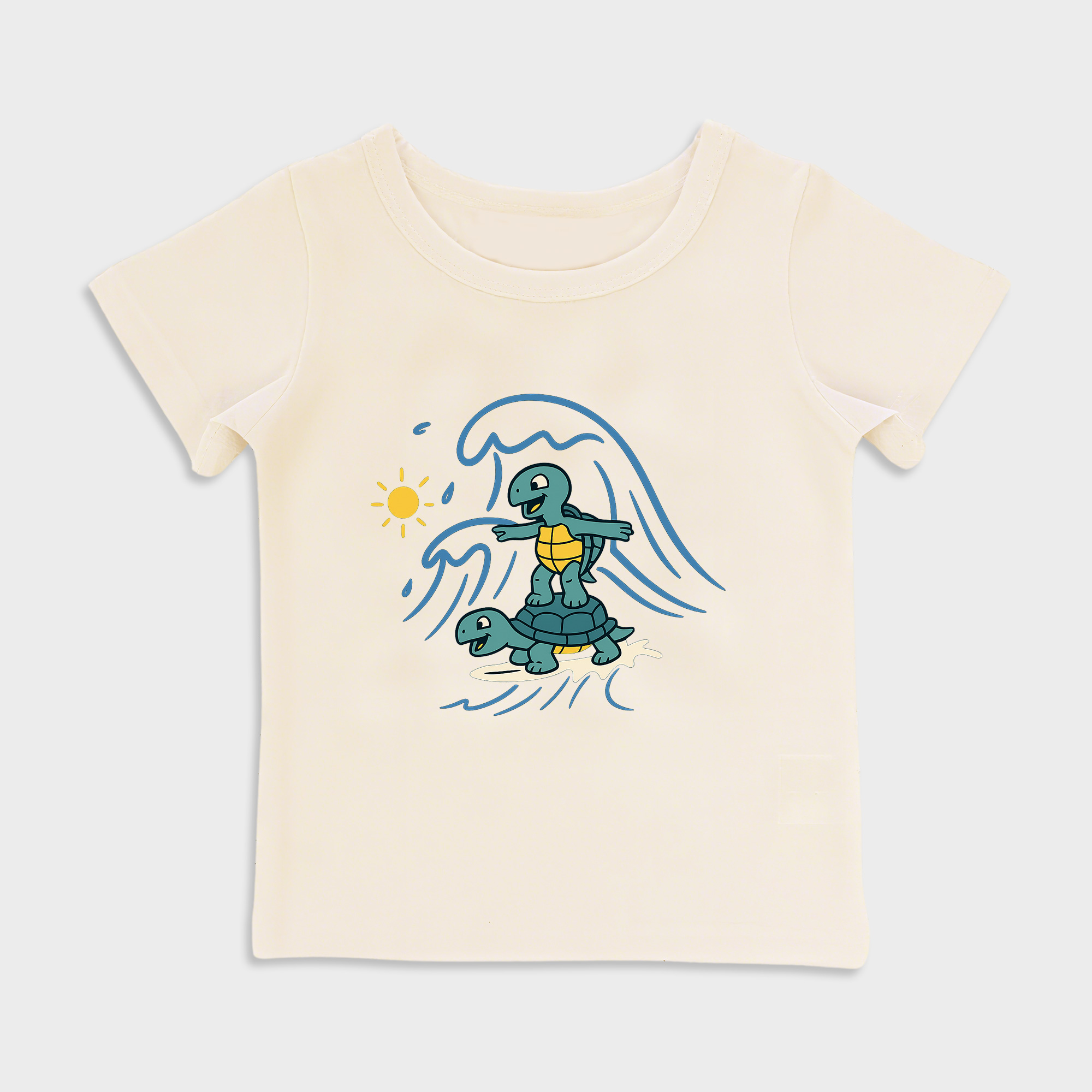 baby shirts Surfing Turtle-Kids' T-Shirt, Toddler Top Beige