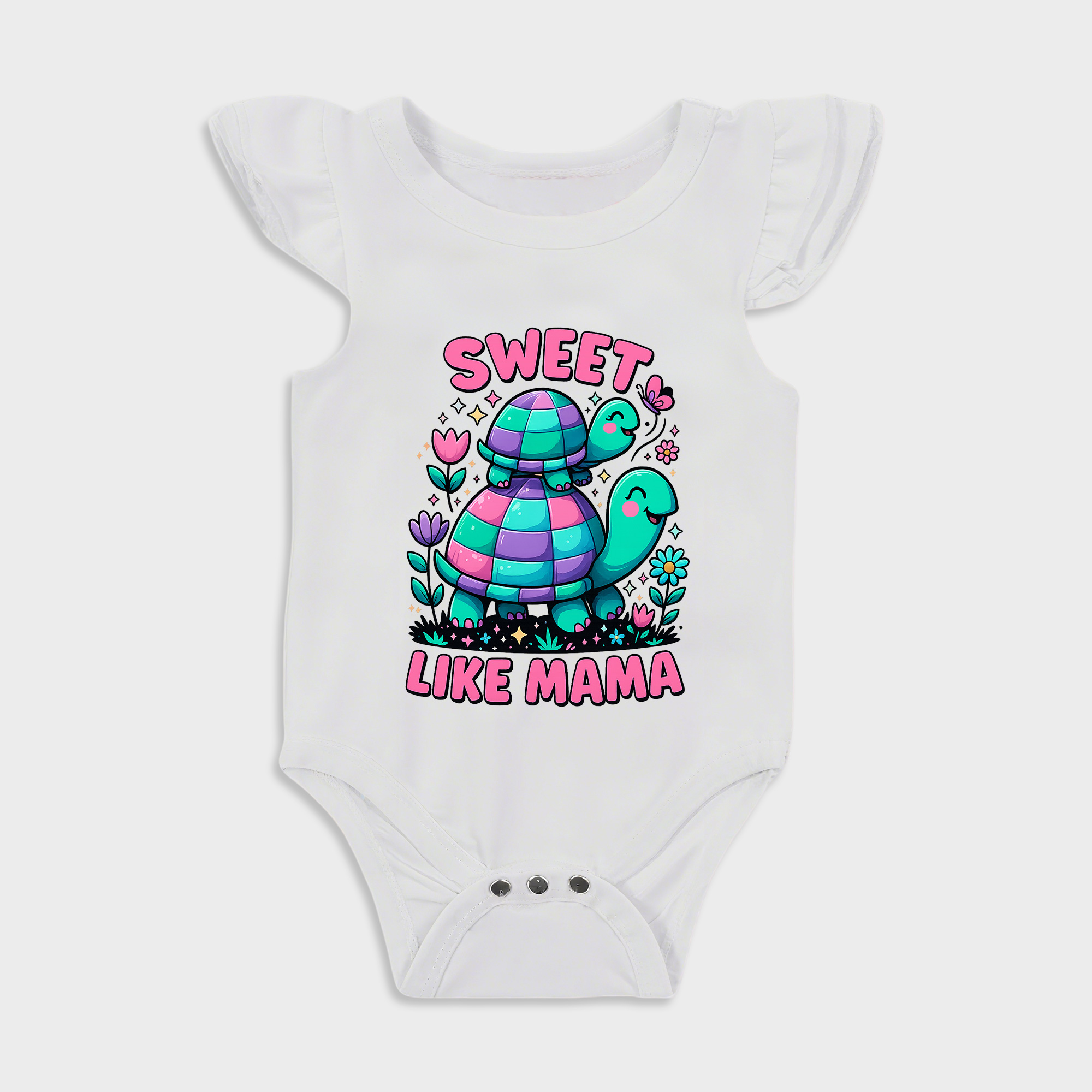 Sweet Like Mama Ruffled Triangle Onesies in White Baby onesies