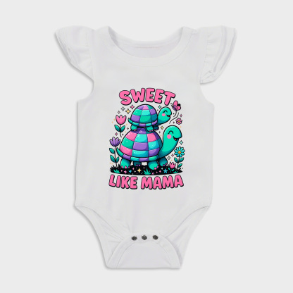 Sweet Like Mama Ruffled Triangle Onesies in White Baby onesies