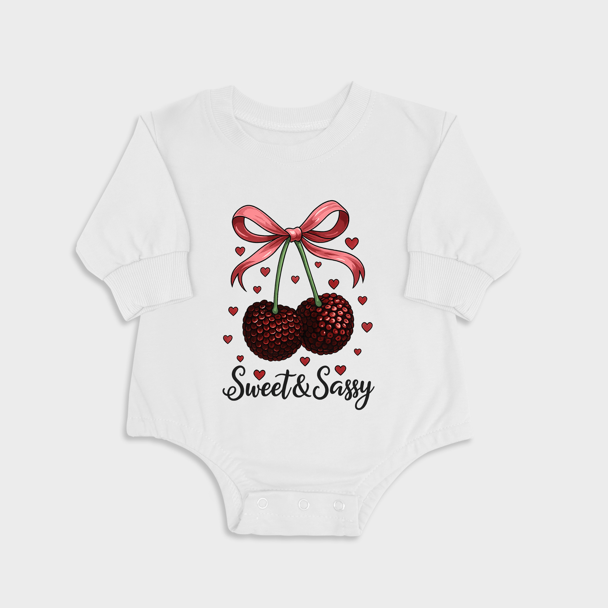 Sweet & Sassy White long-sleeved triangle baby onesies